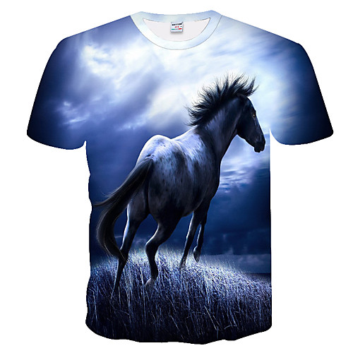 

Men's Daily Weekend Basic T-shirt - Color Block / 3D Blue