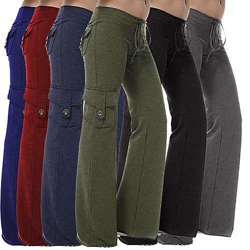

Women's Yoga Pants Wide Leg Drawstring Solid Color Black Navy Blue Ink Blue Red Military Green Cotton Dance Fitness Gym Workout Bottoms Sport Activewear Breathable Quick Dry Soft Loose