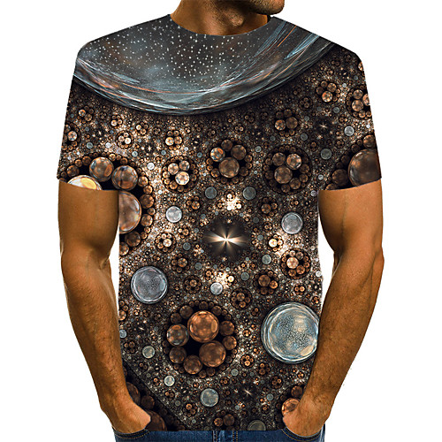 

Men's Daily Weekend T-shirt - Geometric / 3D / Abstract Print Brown