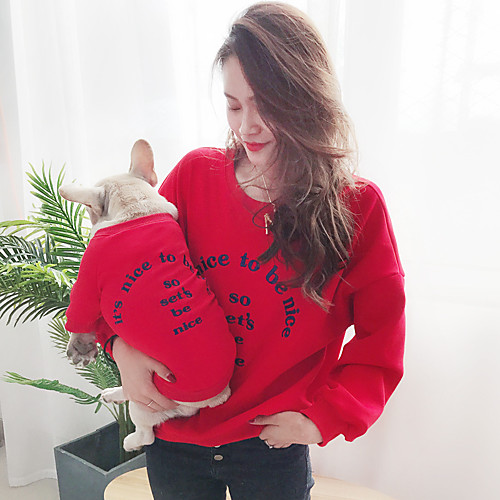 

Dog Cat Costume Sweatshirt Matching Outfits Winter Dog Clothes Warm Black Yellow Green Costume Bulldog Bichon Frise Schnauzer Plush Quotes & Sayings Simple Style Casual / Sporty Women M S M L XXL XXXL