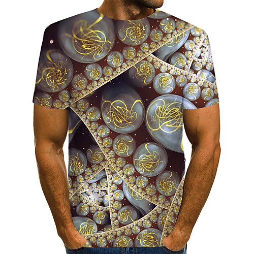 

Men's Daily Weekend T-shirt - Geometric / 3D / Abstract Print Brown
