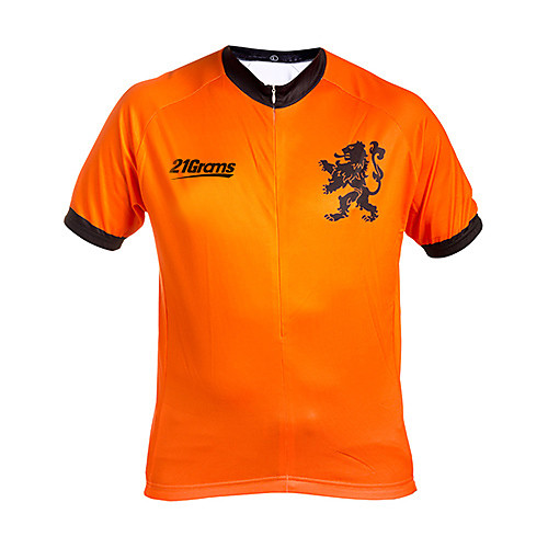 

21Grams Men's Short Sleeve Cycling Jersey Winter 100% Polyester Orange Bike Jersey Top Mountain Bike MTB Road Bike Cycling UV Resistant Breathable Quick Dry Sports Clothing Apparel / Stretchy