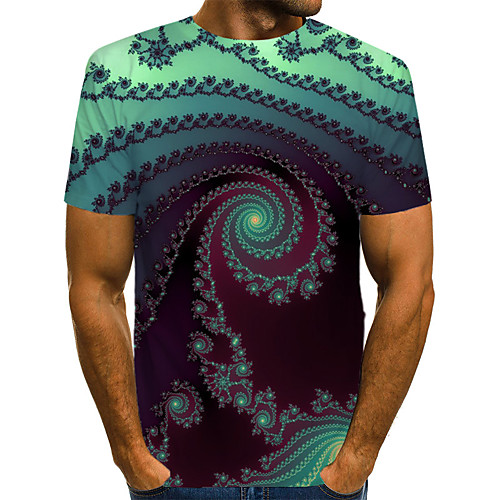 

Men's Daily Weekend T-shirt - Geometric / 3D / Abstract Print Green