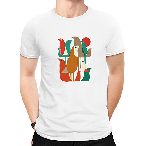 

Men's Daily Sports Business / Basic T-shirt - Rainbow / Animal Black & White, Print Red