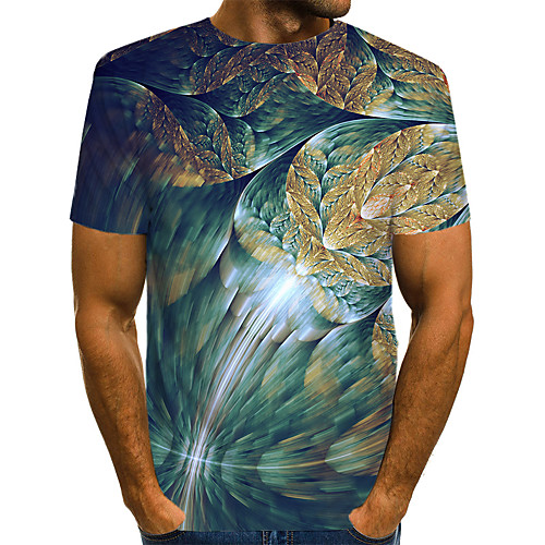 

Men's Daily Weekend T-shirt - Geometric / 3D / Abstract Print Brown