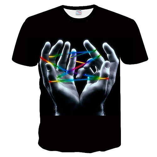 

Men's Daily Weekend Basic T-shirt - Color Block / 3D Black