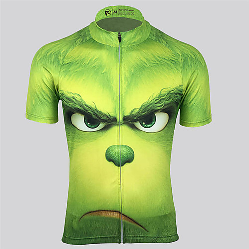 

21Grams Men's Short Sleeve Cycling Jersey 100% Polyester Green Bike Jersey Top Mountain Bike MTB Road Bike Cycling UV Resistant Breathable Quick Dry Sports Clothing Apparel / Stretchy / Sweat-wicking