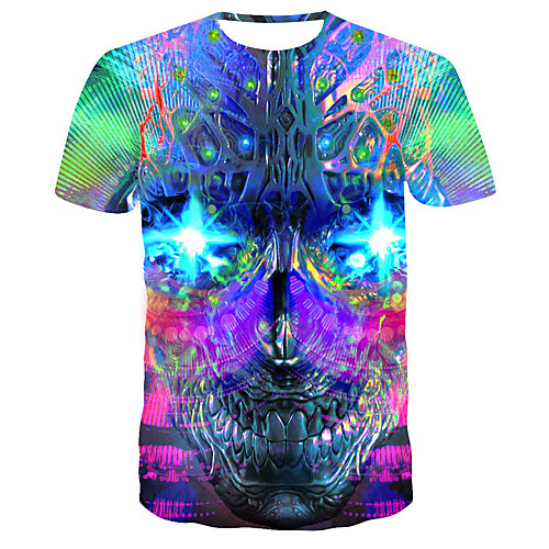 

Men's Daily Going out Basic / Street chic T-shirt - Geometric Print Rainbow