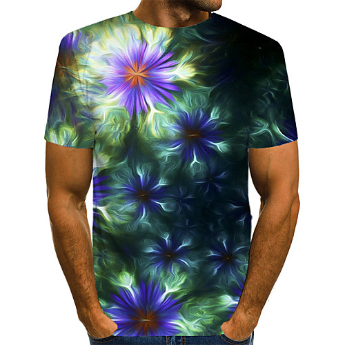 

Men's Daily Weekend T-shirt - Geometric / 3D / Abstract Print Green