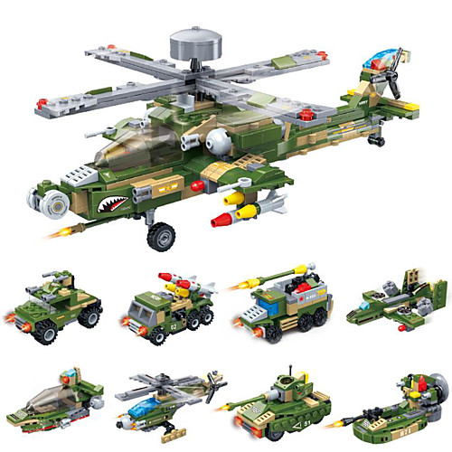 

Building Blocks Military Blocks Vehicle Playset Military Tank Helicopter compatible Legoing Simulation Military Vehicle Tank Helicopter All Boys' Girls' Toy Gift / Kid's / Educational Toy
