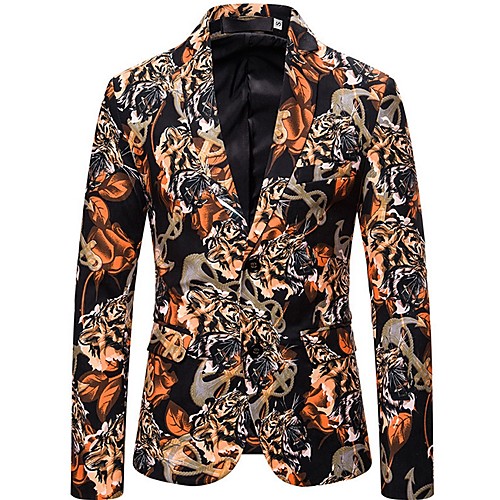 

Men's Blazer Notch Lapel Polyester Black