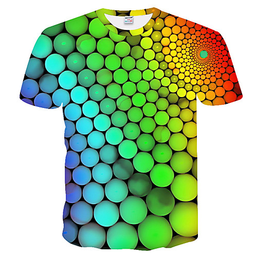 

Men's Daily Weekend Basic T-shirt - Color Block / 3D Rainbow