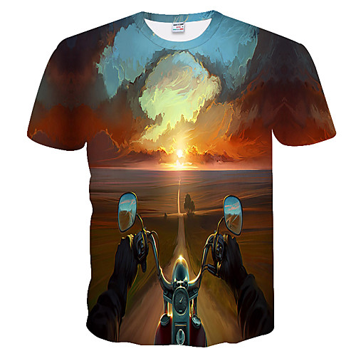 

Men's Daily Weekend Basic T-shirt - Color Block / 3D Brown