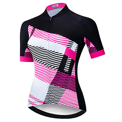 

21Grams Women's Short Sleeve Cycling Jersey 100% Polyester Black / Red Stripes Bike Jersey Top Mountain Bike MTB Road Bike Cycling UV Resistant Breathable Quick Dry Sports Clothing Apparel / Stretchy