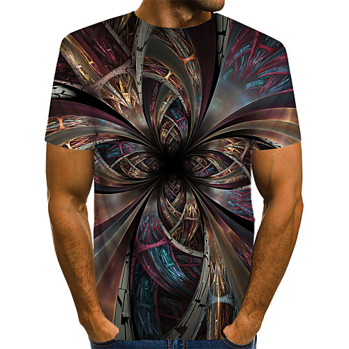 

Men's Daily Weekend T-shirt - Geometric / 3D / Abstract Print Black