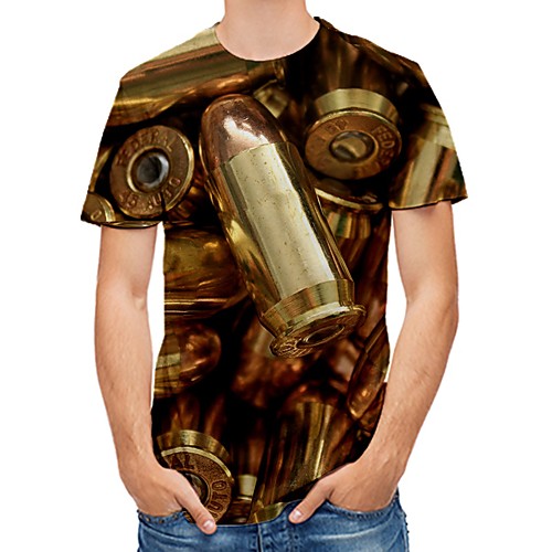 

Men's Daily Club Street chic / Punk & Gothic T-shirt - Color Block / 3D / Abstract Print Gold