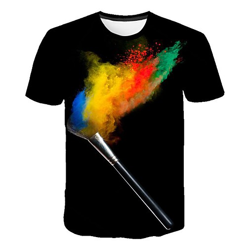 

Men's Daily Going out Basic / Street chic T-shirt - Geometric Print Black