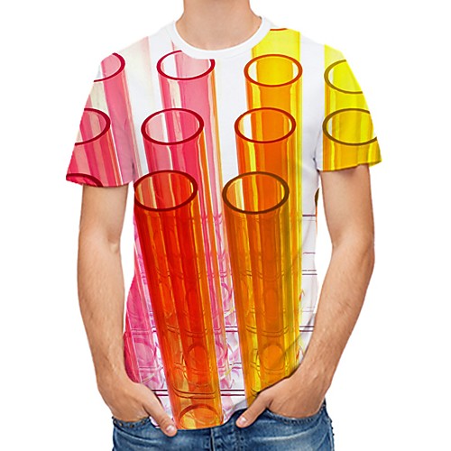 

Men's Daily Club Street chic / Punk & Gothic T-shirt - Color Block / 3D / Graphic Print Rainbow