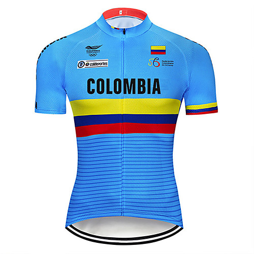 

21Grams Men's Short Sleeve Cycling Jersey 100% Polyester Blue Columbia National Flag Bike Jersey Top Mountain Bike MTB Road Bike Cycling UV Resistant Breathable Quick Dry Sports Clothing Apparel