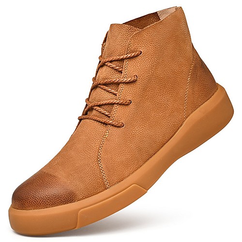 

Men's Combat Boots Leather Fall & Winter Boots Mid-Calf Boots Black / Brown