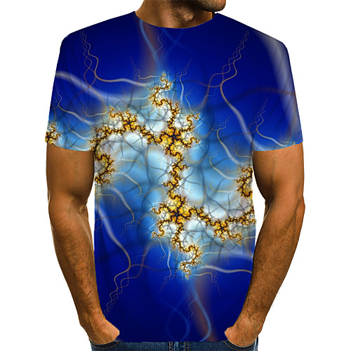 

Men's Daily Weekend T-shirt - Geometric / 3D / Abstract Print Blue