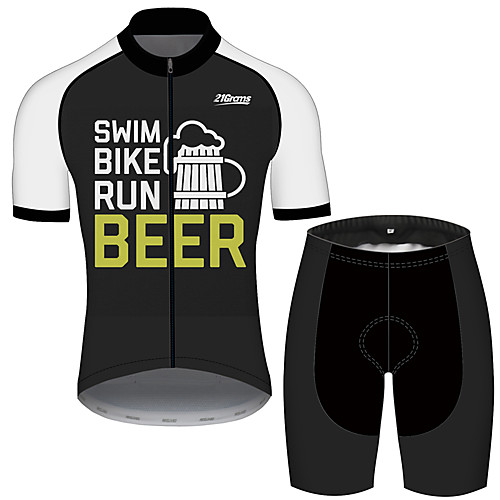 

21Grams Men's Short Sleeve Cycling Jersey with Shorts Black / White Oktoberfest Beer Bike Clothing Suit UV Resistant Breathable Quick Dry Sweat-wicking Sports Oktoberfest Beer Mountain Bike MTB Road