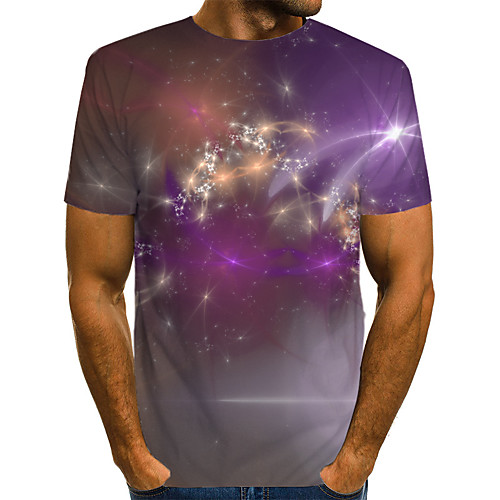 

Men's Daily Weekend T-shirt - Geometric / 3D / Abstract Print Purple