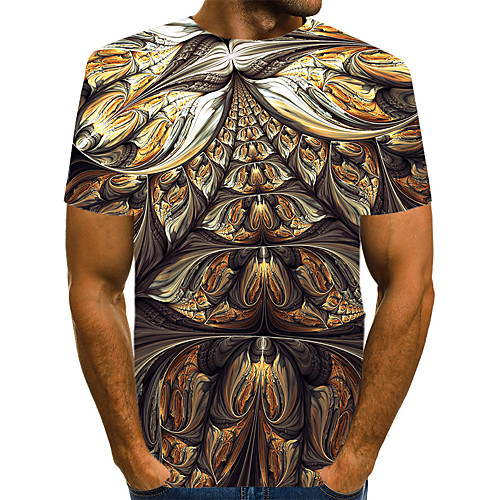 

Men's Daily Weekend T-shirt - Geometric / 3D / Abstract Print Brown