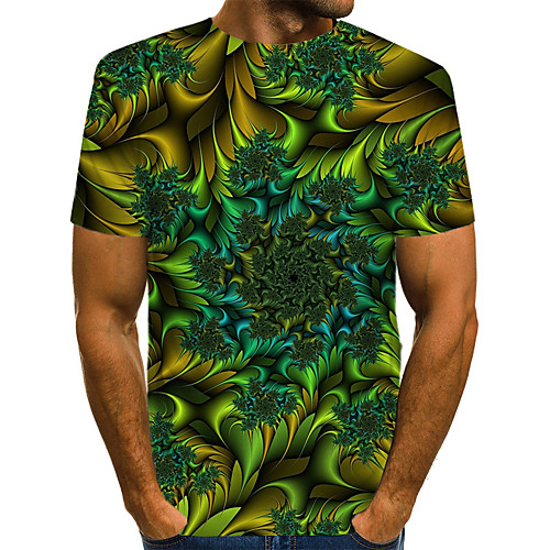 

Men's Daily Weekend T-shirt - Geometric / 3D / Abstract Print Green