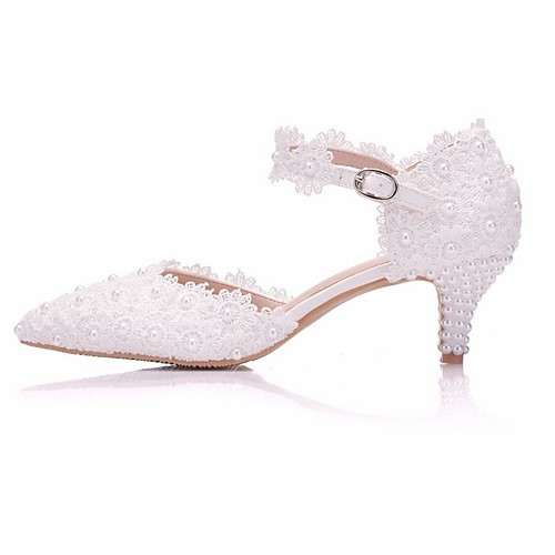 

Women's Wedding Shoes Glitter Crystal Sequined Jeweled Low Heel Pointed Toe PU Spring & Summer Pink / White