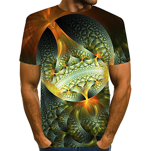 

Men's Daily Weekend T-shirt - Geometric / 3D / Abstract Print Green