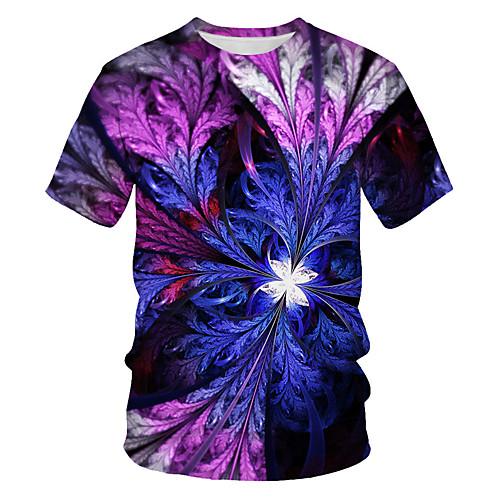 

Men's Daily Sports Basic / Street chic T-shirt - Geometric / Color Block / 3D Print Rainbow