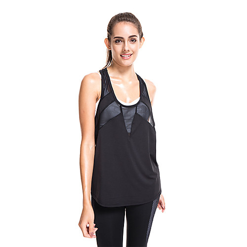 

Women's Yoga Top T Back Solid Color Black White Dark Gray Gray Yoga Running Fitness Vest / Gilet Sleeveless Sport Activewear Breathable Moisture Wicking Quick Dry Micro-elastic Loose