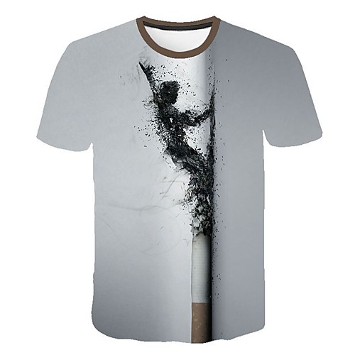 

Men's Daily Going out Basic / Street chic T-shirt - Geometric Print White