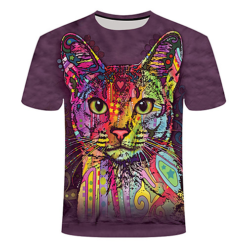 

Men's Daily Going out Basic / Street chic T-shirt - Geometric Print Purple