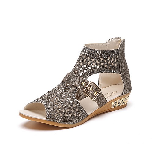 

Women's Sandals Wedge Heel Peep Toe PU Spring & Summer Black / Champagne / Gold