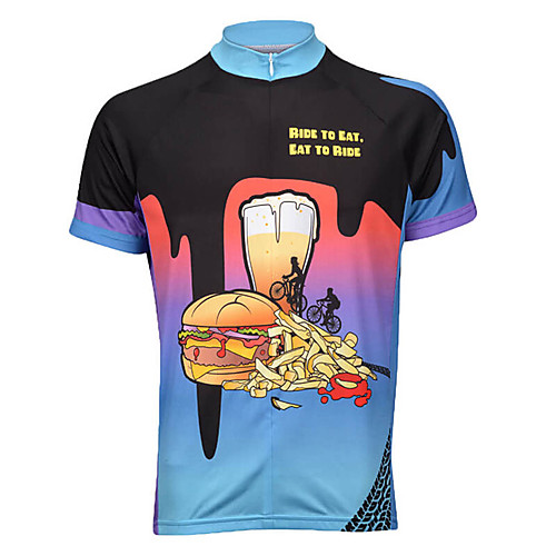 

21Grams Men's Short Sleeve Cycling Jersey 100% Polyester Black / Blue Novelty Oktoberfest Beer Bike Jersey Top Mountain Bike MTB Road Bike Cycling UV Resistant Breathable Quick Dry Sports Clothing