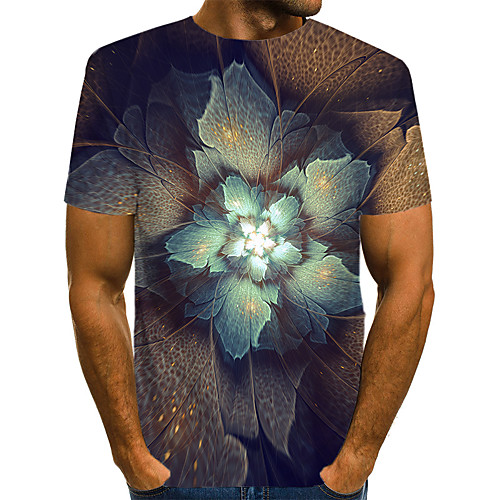 

Men's Daily Weekend T-shirt - Geometric / 3D / Abstract Print Light Blue