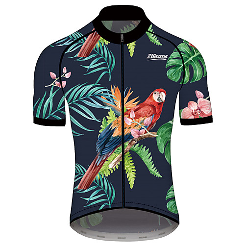 

21Grams Men's Women's Short Sleeve Cycling Jersey 100% Polyester BlueGreen Floral Botanical Bike Jersey Top Mountain Bike MTB Road Bike Cycling Quick Dry Sports Clothing Apparel / Race Fit