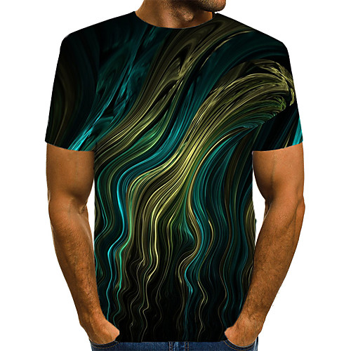 

Men's Daily Weekend T-shirt - Geometric / 3D / Abstract Print Green