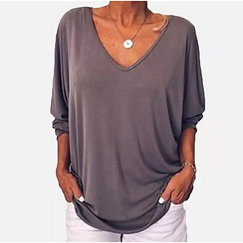 

Women's Solid Colored T-shirt Daily V Neck White / Black / Blue / Red / Army Green / Orange / Gray