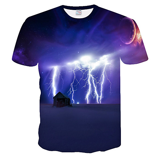 

Men's Daily Weekend Basic T-shirt - Color Block / 3D Purple