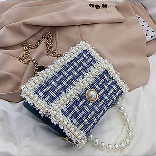 

Women's Pearls Linen / Synthetic Crossbody Bag / Top Handle Bag Lattice Black / Blue / Green / Fall & Winter
