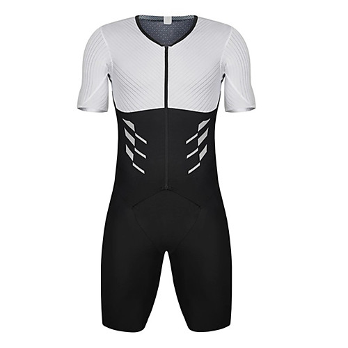 

21Grams Men's Short Sleeve Triathlon Tri Suit Black / White Bike Clothing Suit UV Resistant Breathable Quick Dry Sweat-wicking Sports Solid Color Mountain Bike MTB Road Bike Cycling Clothing Apparel