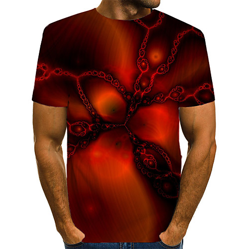 

Men's Daily Weekend T-shirt - Geometric / 3D / Abstract Print Red