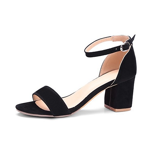 

Women's Sandals Chunky Heel Round Toe Suede Spring & Summer Black / Red / Gray