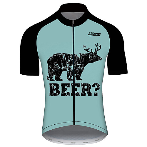 

21Grams Men's Short Sleeve Cycling Jersey 100% Polyester Green / Black Animal Oktoberfest Beer Bike Jersey Top Mountain Bike MTB Road Bike Cycling UV Resistant Breathable Quick Dry Sports Clothing