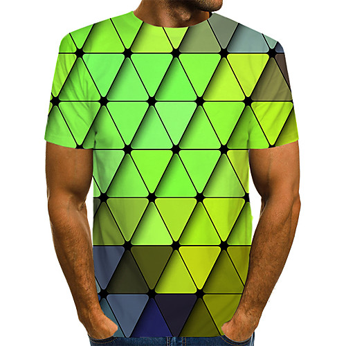 

Men's Daily Weekend T-shirt - Geometric / 3D / Abstract Print Green