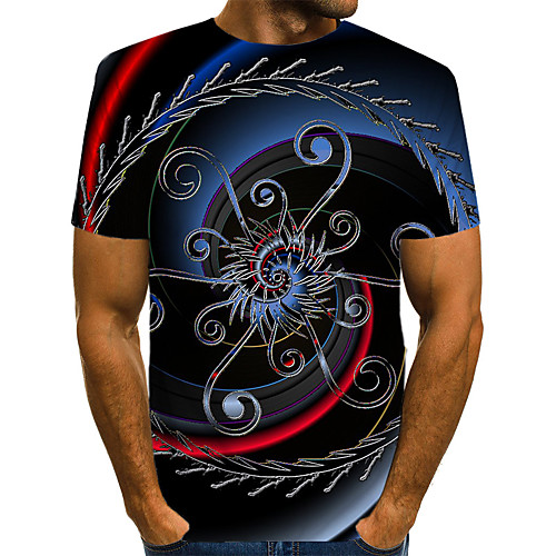 

Men's Daily Weekend T-shirt - Geometric / 3D / Abstract Print Black