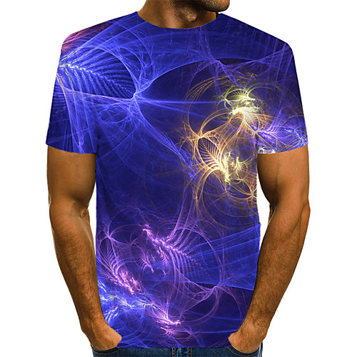 

Men's Daily Weekend T-shirt - Geometric / 3D / Abstract Print Blue